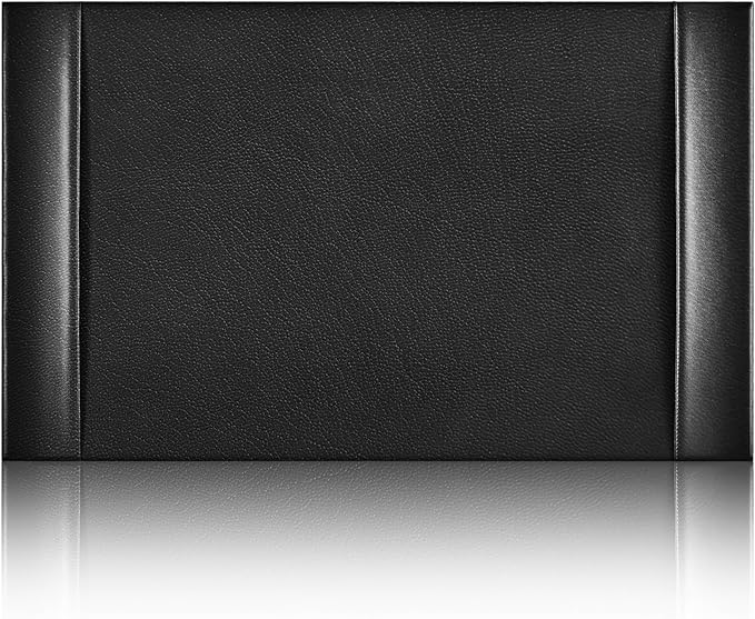 Leather Desk Pad Protector 30" x 18" Leather Desk Blotter with Side Rails Desk Mat for Office Home Workplace Desktop Writing Board Christmas Gifts for Dad Husband(Black)
