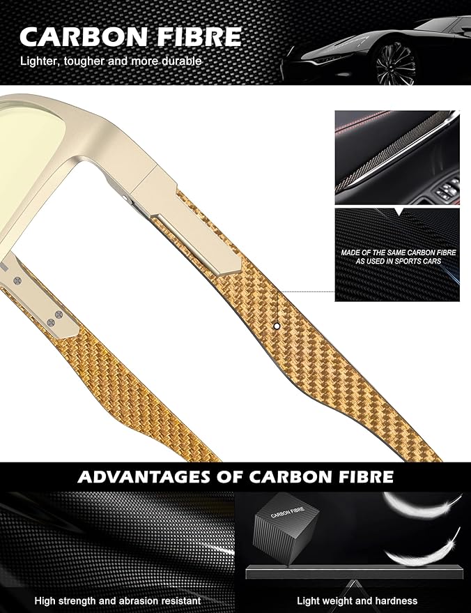 ANYLUV Carbon Fiber Reading Glasses for Men Women, Blue Light Blocking Computer Readers, Anti Glare Spring Hinge