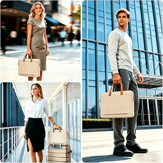 15" Laptop Case Sleeve with Handle, PU Waterproof Laptop Bag, Shockproof Computer Bag Compatible with 15" HP Dell Acer