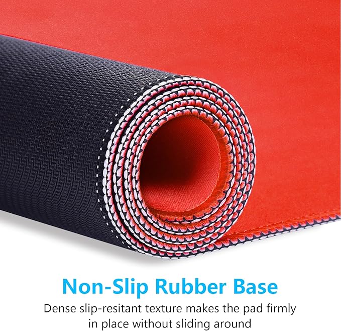 Dapesuom Large Gaming Mouse Pad, Extended Mouse Mat with Stitched Edges, Full Size Keyboard Pad with Non-Slip Base, Big XXL Computer Desk Mats for Gamer, Laptop, Office, 31.5 x 15.7 in, Red