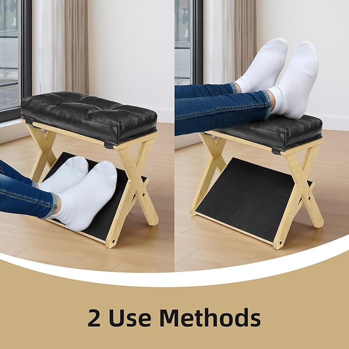 Double Step Foot Rest for Under Desk at Work, Wooden Under Desk Footrest with Non-Slip EVA Stepping Surface, Ergonomic Foot Stools for Under Office Desk, Enhances Posture,Home Office Gaming