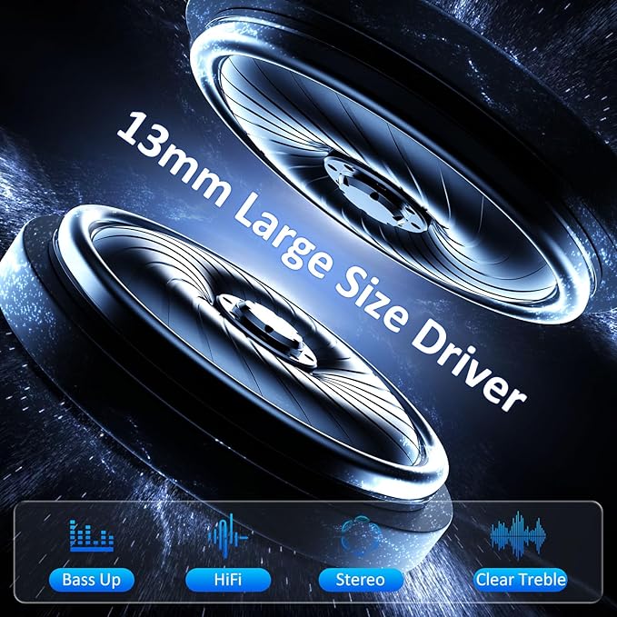 Wireless Earbuds Bluetooth 5.4, 6 Mic ENC Noise Cancelling Clear Call, in Ear Buds Deep Bass HiFi Stereo Sound, Big Dual LED Display 48H Playtime Earphones IPX7 Waterproof Headphones Android iOS Black
