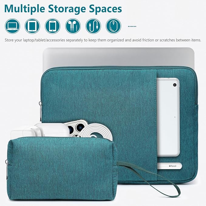 HYZUO 13 Inch Laptop Sleeve Bag Set for MacBook Air 13 M5/M4/M3/M2/M1 A3449 2026-2018, 13" MacBook Neo 2026 A3404, MacBook Pro 13 M2/M1 2026-2016, iPad Pro/Air 13, XPS 13, Surface Pro, Dark Green