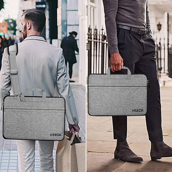 Hseok Laptop Shoulder Bag 13 13.3 14 Inch Case Compatible with MacBook Pro/Neo 14" M5/M4/M3/M2/M1,Mac Air/pro/Neo 13" and Most 13 13.3 14 Notebooks,Spill-Resistant Briefcase,Dark Gray & Black