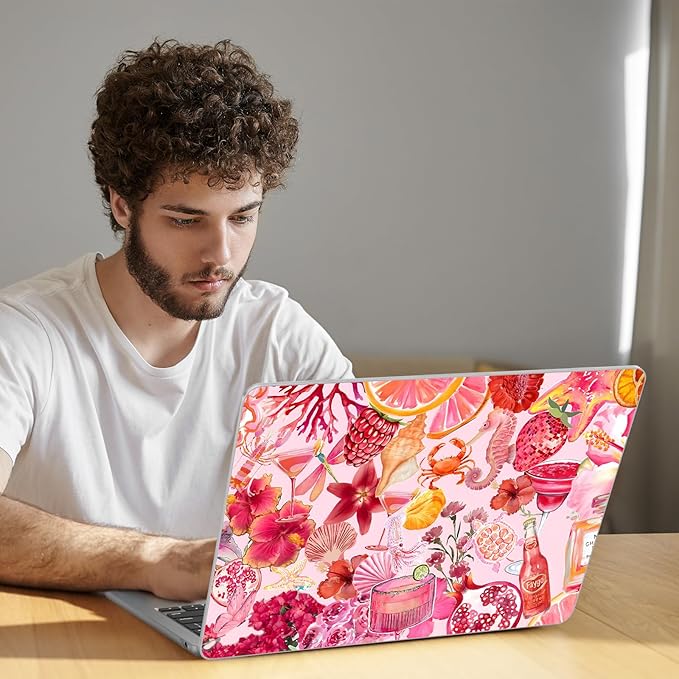 B BELK Compatible with MacBook Air 13 inch Case 2026-2022 M5 M4 M3 M2 A3449 A3240 A3113 A2681, Plastic Hard Shell+Keyboard Cover+Screen Protector for MacBook Air 13.6 inch Case, Tropical Pink Collage