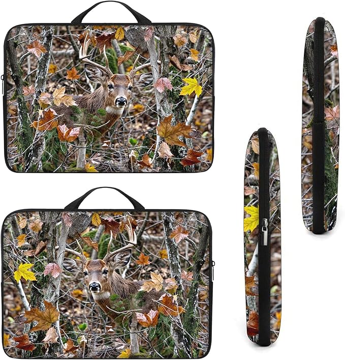 Laptop Sleeve Bag with Handle Computer Protective Soft Cover Case for 14 Inch 13 Inch Laptop,Deer in Forest