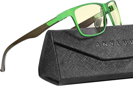 ANYLUV Carbon Fiber Reading Glasses for Men Women, Blue Light Blocking Computer Readers, Anti Glare Spring Hinge