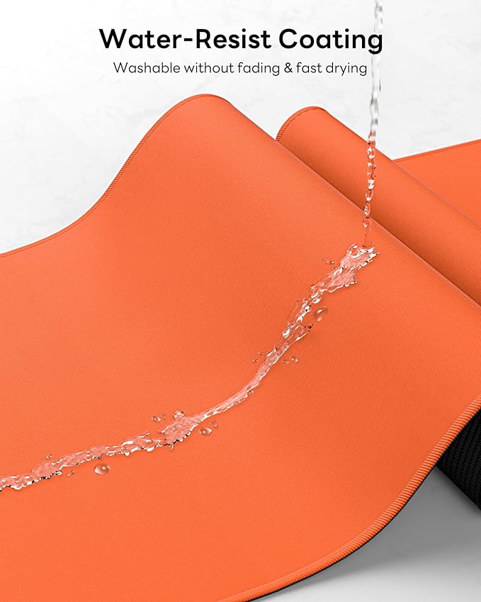 Orange Mouse Pad, 31.5 x 11.8 Large Desk Mat with Stitched Edges & Non-Slip Base, Mousepad for Office, Home, Work