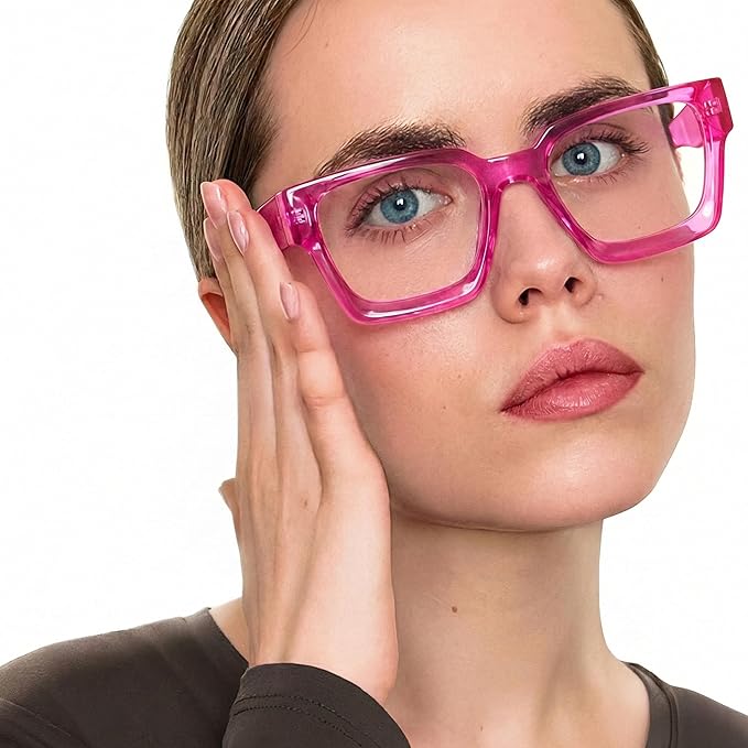livho Oversized Eyewear Frame for Woman and Men - Rectangle Fashion Glasses for Computer, Chic Preppy Frame