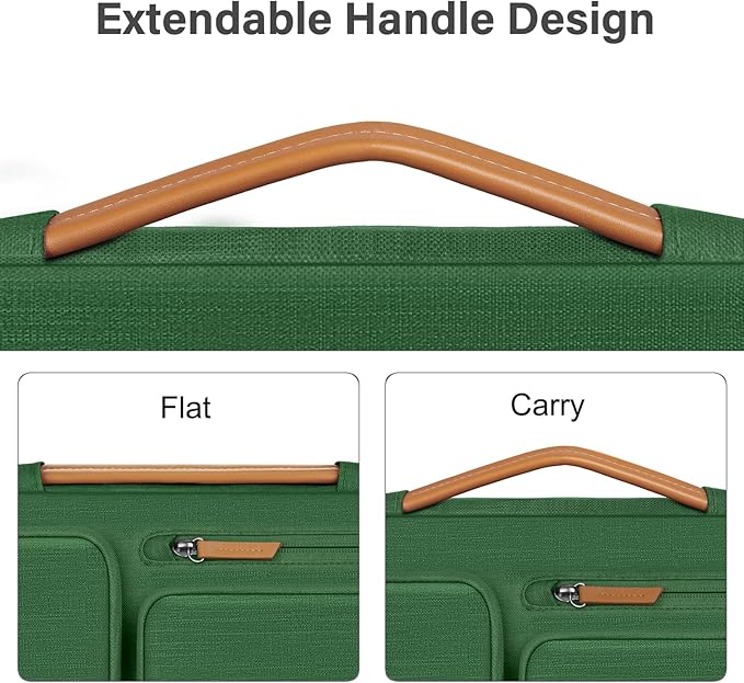MOSISO 360 Protective Laptop Shoulder Bag,15-15.6 inch Computer Bags Compatible with MacBook Pro 16 inch, HP, Dell, Lenovo, Asus Notebook,Side Open Messenger Bag with 4 Zipper Pockets, Jungle Green
