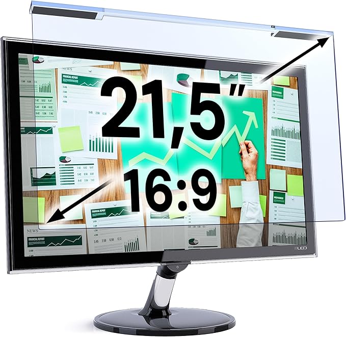 VINTEZ Blue Light Screen Protector for 21.5 Inch Computer Monitor and Laptop – Anti-UV Blue Light Blocking Film for Desktop PC, Eye Protection Filter, 19.3" x 11.3", 1 Pack