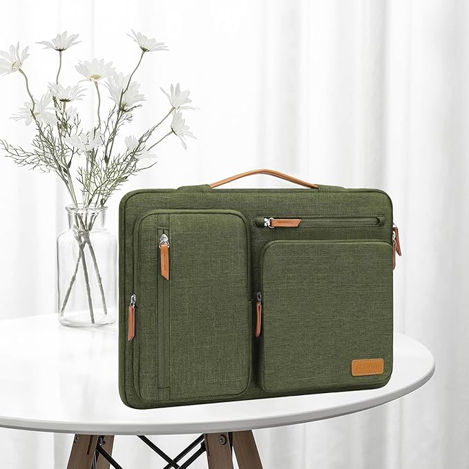 MOSISO 360 Protective Laptop Case 17.3 inch, 17-17.3 inch Laptop Sleeve Compatible with Dell, HP, Lenovo, Asus, Acer, Alienware, Side Open Carrying Case with 4 Zipper Pockets&Handle, Olive Green