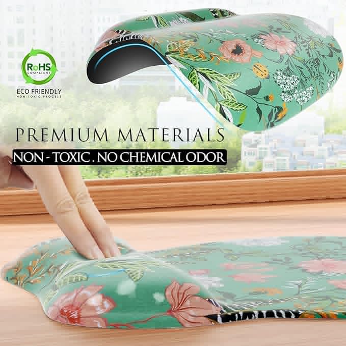 MROCO Ergonomic Mouse Pad with Gel Wrist Rest, Smooth Wrist Support Surface, Non-Slip PU Base for Pain Relief, Comfortable Mousepad for Computer, Laptop, Office & Home, 9.4 x 8.1 in, Garden Whispers