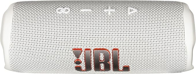 JBL Flip 6 Portable Wireless Speaker | Deep Bass Sound, IP67 Waterproof Rating | Bluetooth Audio for Outdoor, Travel, Beach, Hiking, and Home Use (White) with Travel Case + Microfiber Cloth