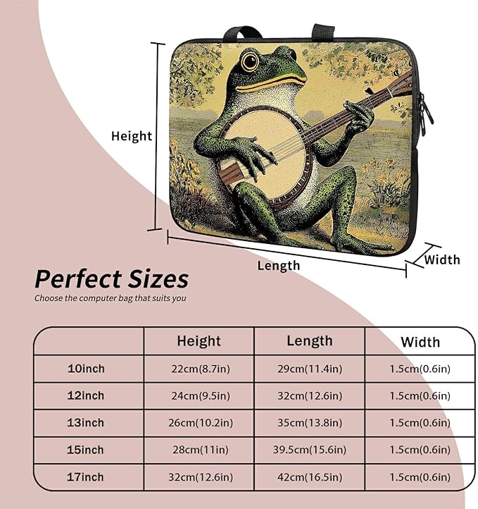 Universal Tablet Laptop Sleeve Case 10 inch, Music Frog Slim Carrying Case Travel Laptop Bag Durable Handbag for 7 to 10-inch Laptops/Notebook/Kids Tablet/ipad/eBook Readers