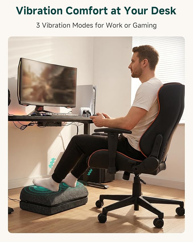 Snailax Footrest Massager with Adjustable Vibrating Heat, Ergonomic Footrest for Desk & Office, Foot Massager for Relaxation, Stress Relief & Circulation Boost, Product for Office Workers