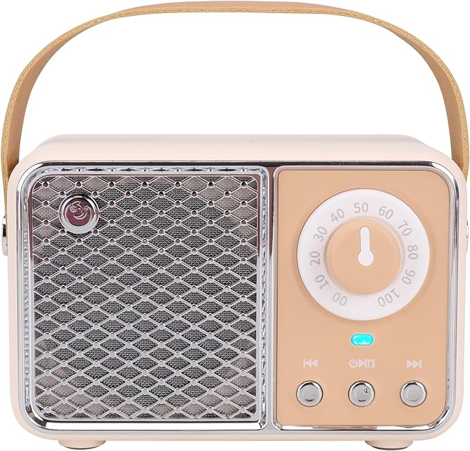 Dosmix Retro Bluetooth Speaker, Vintage Decor, Wireless Bluetooth Speakers, Cute Old Fashion Style for Kitchen Desk Bedroom Office Party Outdoor Kawaii Accessories (Beige)