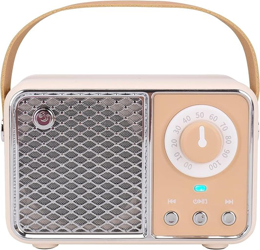 Dosmix Retro Bluetooth Speaker, Vintage Decor, Wireless Bluetooth Speakers, Cute Old Fashion Style for Kitchen Desk Bedroom Office Party Outdoor Kawaii Accessories (Beige)