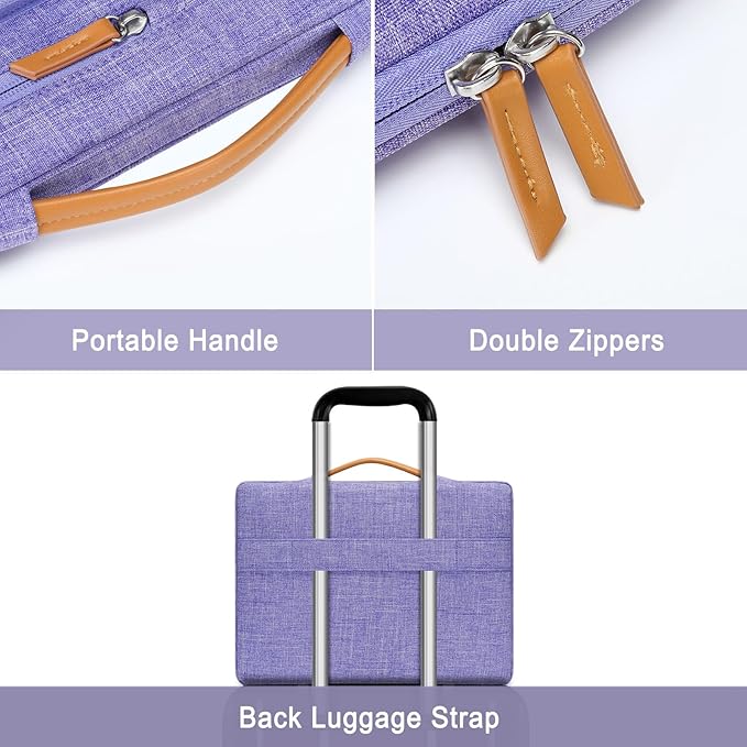 MOSISO 12.9 inch Tablet Sleeve Case for iPad Pro 13 M4 & iPad Air 13 M3 M2, iPad Pro 12.9 M2 M1 6/5th with Magic Keyboard&Smart Keyboard Folio, Side Open Carrying Bag with 4 Zipper Pockets, Purple
