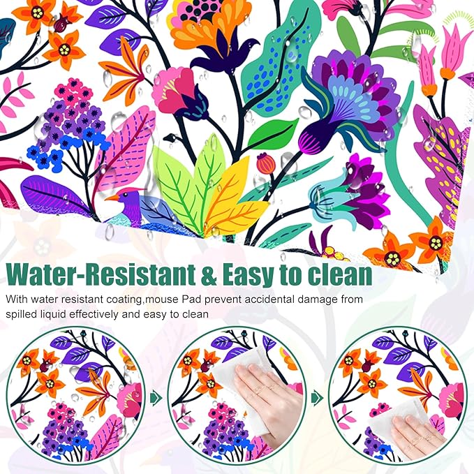 Colorful Flowers Desk Matt for Desktop, Mouse Pad Mat, Desk Mat for Keyboard and Mouse, XXL Large Mouse Pad for Desk, Anti-Slip Big Mousepad with Stitched Edges, Mouse Mat for Computer Laptop Women