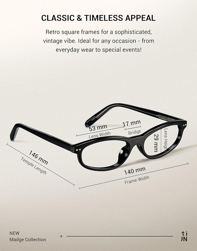 TIJN Blue Light Blocking Glasses Women Men Retro Cat Eye Square Oval Anti Glare Screen Computer Gaming Daily Eyeglasses TR90