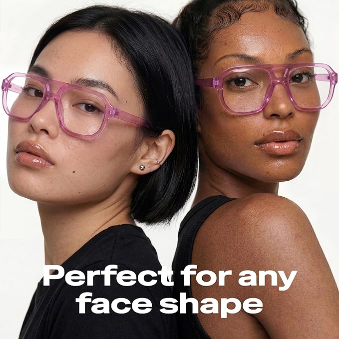 livho Retro Aviator Blue Light Blocking Glasses for Women Men with Soft Case, Trendy Rectangle Computer Eyeglasses