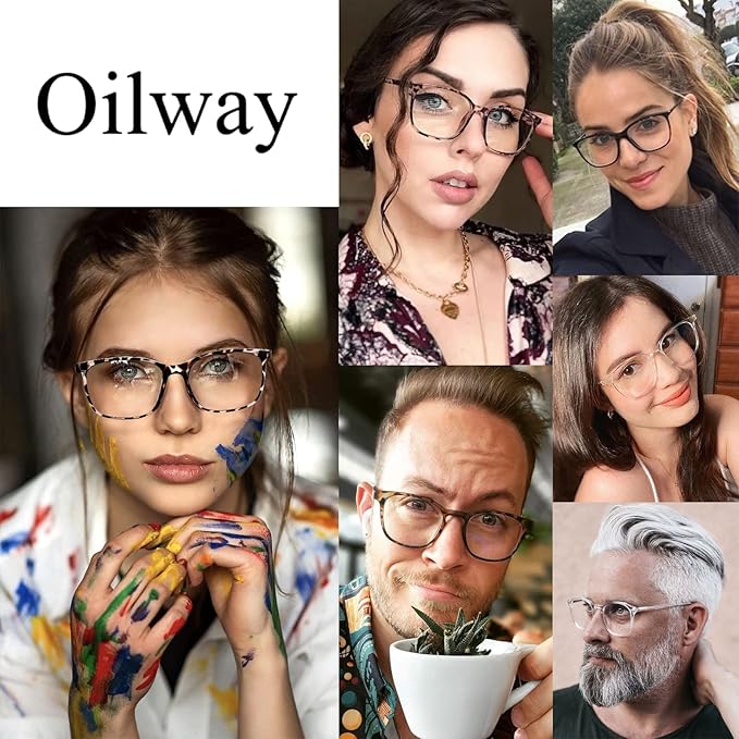 Oilway Blue-Light Blocking Glasses Computer Reading/Gaming/TV/Phones Glasses Fashion Anti Eyestrain Glasses for Women Men（C2 Blackleopardprint + Transparent）