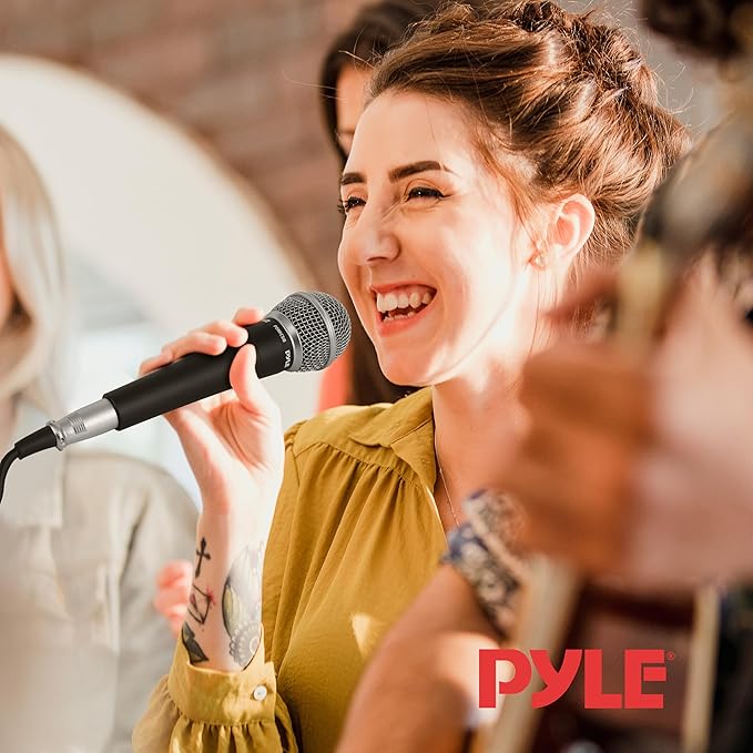 Pyle Microphone, Dynamic Cardioid, XLR Cable Included, Unidirectional, Rugged Construction, Built-in Pop Filter, Perfect for Stage & Studio, High Gain, Ultra-Wide Frequency Response, 15ft Cable