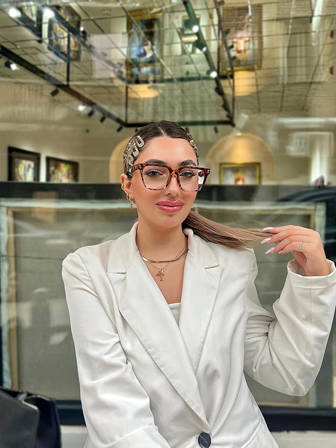 VISOONE Rectangle TR90 Blue Light Blocking Glasses Computer Eyewear with Preppy Look for Women and Men Cougar