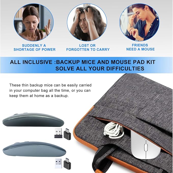 Wireless Mouse,2 Silent Mice and 1 Mice Pad Combo,Portable Mobile Optical Office Mouse, 2.4 GHz with USB Mini Receiver,3 Adjustable DPI for Notebook, PC, Laptop, Computer, Desktop-Grey & Silver