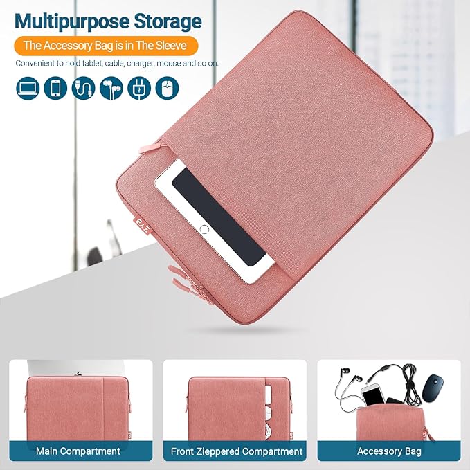 ZYB Laptop Case 15.6 Inch,Waterproof Shockproof Laptop Sleeve 15.6 Inch for Lenovo ThinkPad IdeaPad HP Dell Acer ASUS Mac Pro 16 15 etc Computer Protective Case Sleeve with Pocket&Accessory Bag-Pink