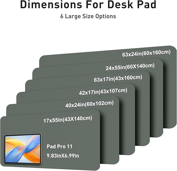 Aothia Faux Leather Desk Mat - Large Mouse Pad, Non-Slip PU Leather Blotter, Waterproof Writing Surface for Office and Home (Jungle Green, 40" x 24")