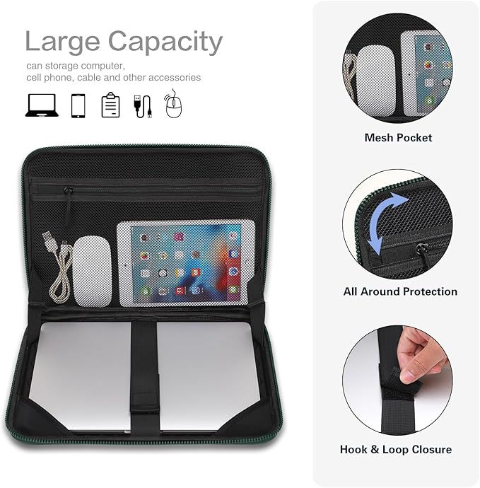 MOSISO 15-16 inch Laptop Hard Case, 15.6 inch Waterproof Shockproof Computer Bag Compatible with MacBook HP Dell, Symmetrical Trapezoid EVA Carrying Laptop Sleeve Hard Shell with Handle, Emerald Green