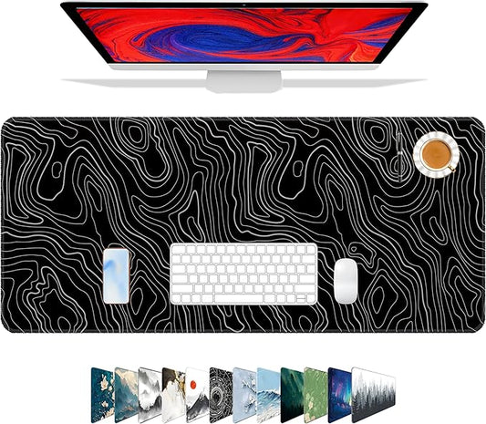Galdas Mouse Pad For Gaming,XXL XL Large Mouse Mat Long Extended MousePad Desk Mat Non-Slip Rubber Mice Pads Stitched Edges Thin (31.5 x 11.8 x 0.12 Inches) Topographic Map