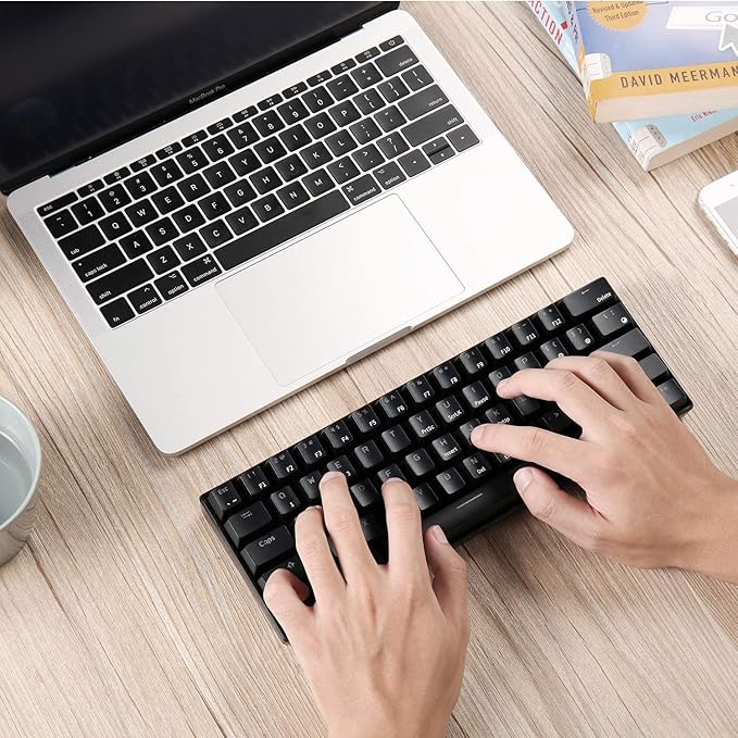 RK ROYAL KLUDGE RK61 Wireless 60% Triple Mode Mechanical Keyboard, 61 Keys Bluetooth Mechanical Keyboard, Compact Gaming Keyboard with Programmable Software (Hot-Swappable Red Switch, Black)