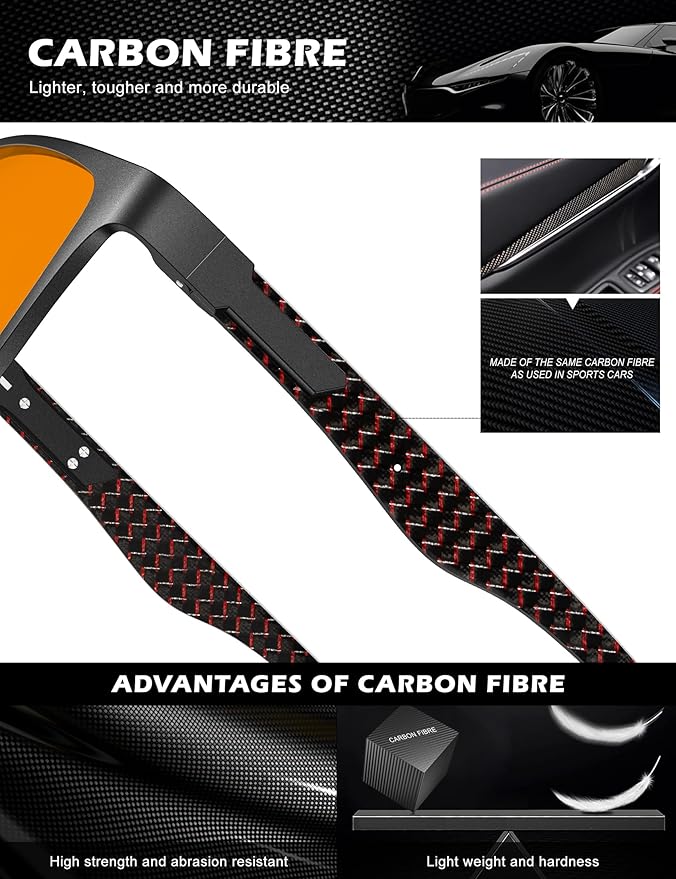 ANYLUV Carbon Fiber Reading Glasses for Men Women, Blue Light Blocking Computer Readers, Anti Glare Spring Hinge