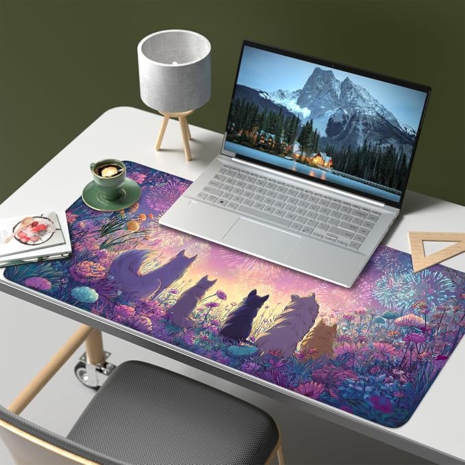 Mouse Pad, Large Anti-Slip with Stitched Edges Desk Mat Desktop Laptop Computer Desk Keyboard Mat,Table Protector Blotter Mat (Dog, 35.4" x 15.7")