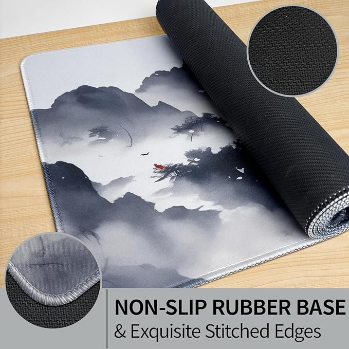 Large Mouse Pad, Japanese Desk Mat with Stitched Edges, XL Anime Gaming Mouse Pad, Non-Slip Long Mousepad for Desk Office Home, 31.5”x11.8”