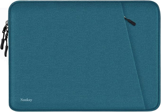 Laptop Sleeve 15.6 inch, Shockproof Protective Computer Sleeve Cover with Accessories Pocket, Water Resistant Traveling Carrying Laptop Bag Compatible for MacBook Dell HP Acer Asus Lenovo, Cyan