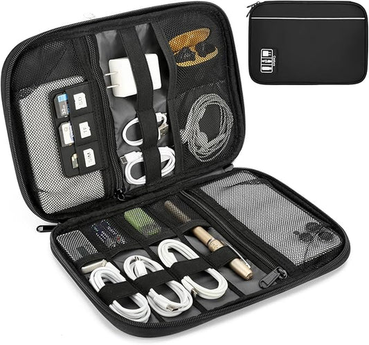 Electronic Organizer Travel Case, All-in-One Portable Cable Organizer Bag for Storage, Cord Organizer Tech Accessories for Cables, Chargers, Power Bank, Flash Drive, SD Card