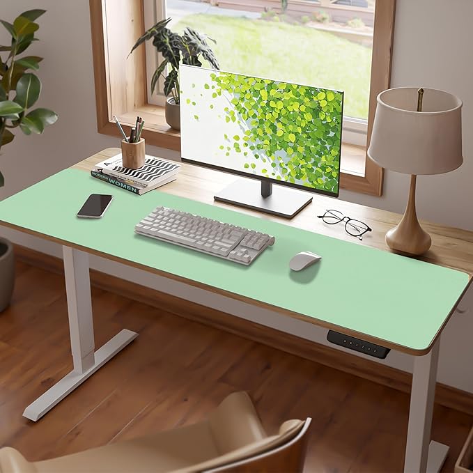 Large Green Desk Mat, Long Mouse Pads for Desks Non-Slip, Waterproof Desk Mat Computer Mat Leather Desk Pad Protector for Office/Study/Home/Decor (47.2" x 16.9")