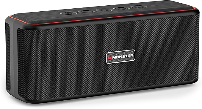 Monster Shock Plus Bluetooth Speaker, Portable Speaker with 40W Stereo Sound, 20H Playtime, Bluetooth 6.0, Support AUX, TF, Wireless Stereo Pairing, IPX6 Waterproof Speaker for Home, Outdoor, Travel