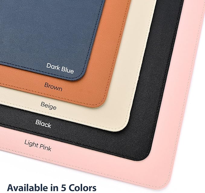 Leather Desk Pad Protector, Office Desk Mat, Large Mouse Pad, Non-Slip PU Leather Desk Blotter, Waterproof Computer Desk Writing Pad for Office and Home (Dark Blue, 31.5" x 15.7")