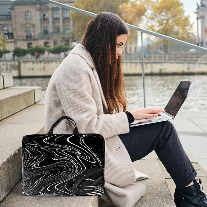 Laptop Sleeve Case 15 inch Plus Cute Mousepad, Black White Dirty Retro Slim Carrying Case Durable Handbag Protective Travel Laptop Bag for 13-15 inch Tablet,Laptop, Ultrabook Notebook