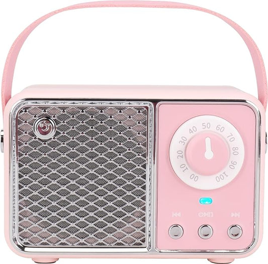 Dosmix Kawaii Room Decor, Retro Bluetooth Speaker,Wireless Bluetooth Speakers, Pink Cute Old Fashion Style for Kitchen Desk Bedroom Office Party Outdoor Vintage Accessories (Tender Pink)