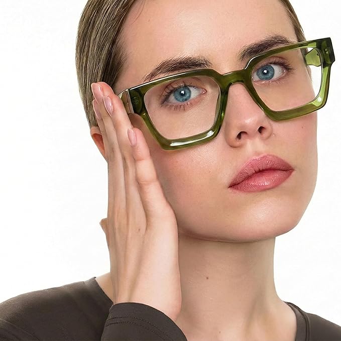 livho Oversized Eyewear Frame for Woman and Men - Rectangle Fashion Glasses for Computer, Chic Preppy Frame