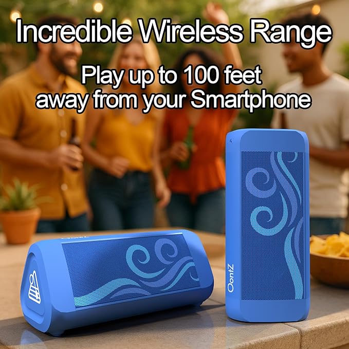 OontZ Angle 3 Ultra - Portable Bluetooth Speaker, 14 Watts, Bigger Bass, Hi-Quality Sound, 100 Ft Wireless Range, IPX7 Waterproof, Outdoor, Great Gift (SUP Edition, Blue)