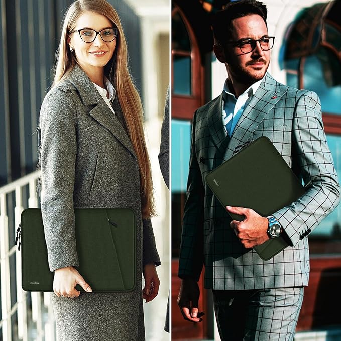 Laptop Sleeve Case 13.3 inch, Shockproof Protective Computer Cover with Accessories Pocket, Laptop Bag Compatible with MacBook Air/Pro 13-13.3 inch, Compatible for MacBook Pro 14 inch, ArmyGreen