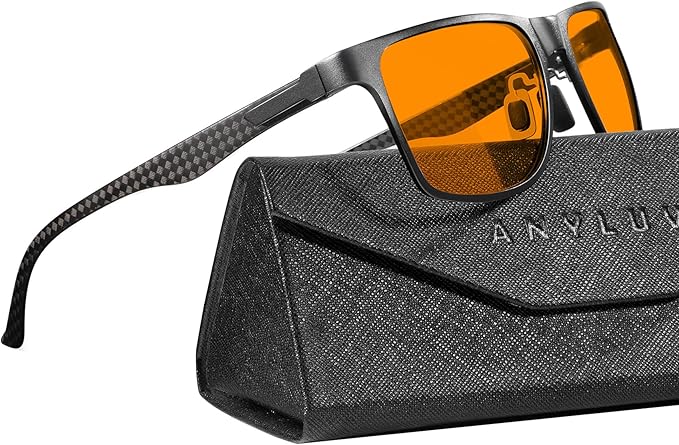 ANYLUV Carbon Fiber Reading Glasses for Men Women, Blue Light Blocking Computer Readers, Anti Glare Spring Hinge