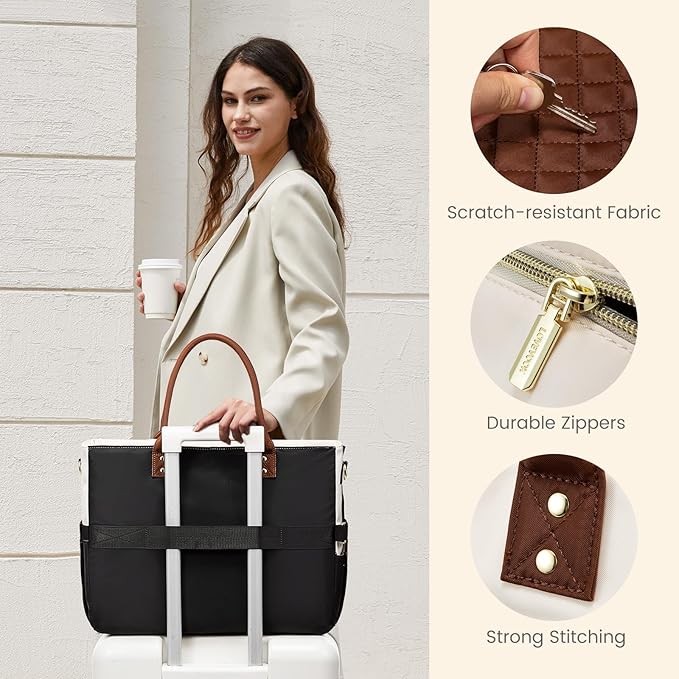 LOVEVOOK Teacher Tote Bag for Women Work, Nurse Bags Laptop Bag With Large Cup Holder, Professional Computer Briefcase Business Purses Handbag, Diaper Bag Mother Gift, 15.6 Inch